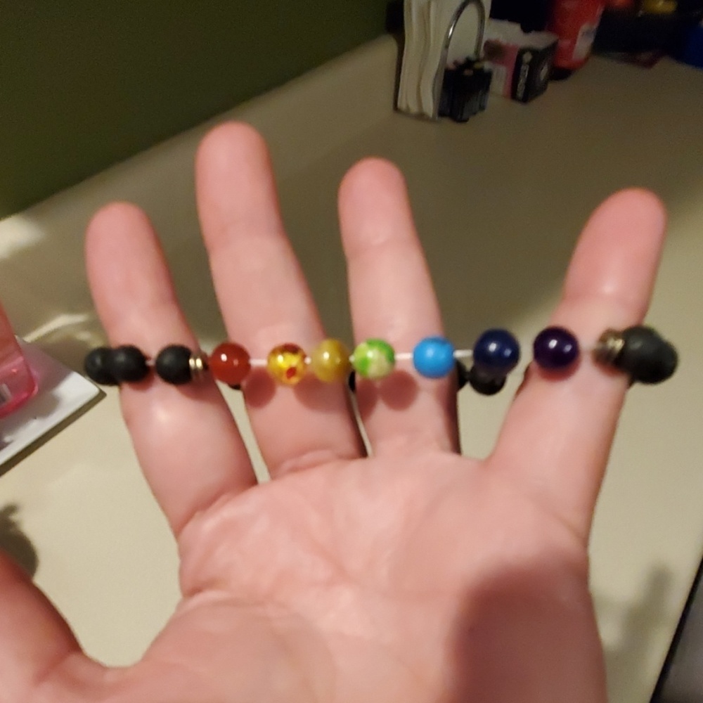 *New* Lava stone/shakra bracelet on stretchy cord - Picture 5 of 5